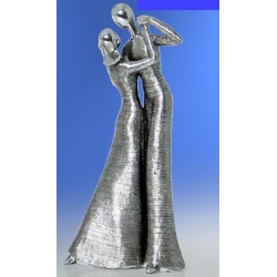 FIGURA PAREJA BAILARINES RESINA PLATA