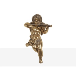 FIGURA ANGEL RESINA DORADO DE PARED