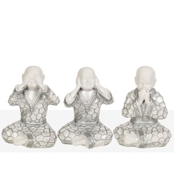 MONJES SENTIDOS CERAMICA PLATEADOS Y BLANCOS