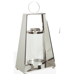 FAROL METAL PLATEADO Y CRISTAL