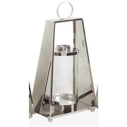 FAROL METAL PLATEADO Y CRISTAL