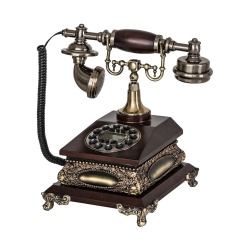 TELEFONO CLASICO MADERA Y BRONCE