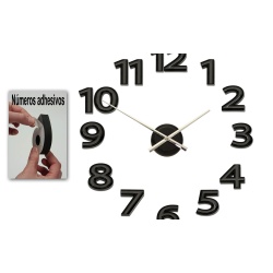 RELOJ PARED ADHESIVO METAL Y MELAMINA NEGRO