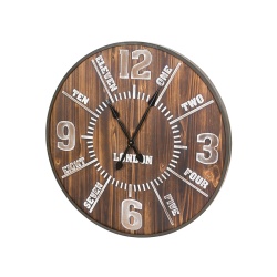 RELOJ PARED MADERA Y FORJA