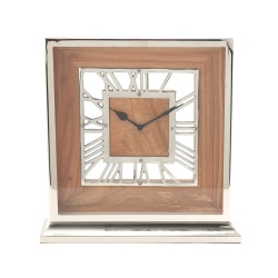 RELOJ CARASA MADERA Y NICKEL