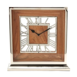 RELOJ CARASA MADERA Y NICKEL