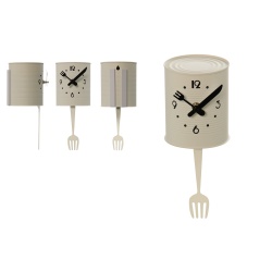 RELOJ COCINA LATA BLANCA CON PENDULO TENEDOR