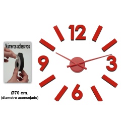 RELOJ PARED METAL Y GOMA EVA ROJO