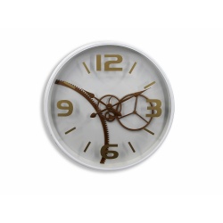 RELOJ MECANISMO PARED BLANCO Y ORO