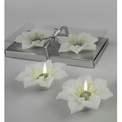 ESTUCHE DOS VELAS POINSETTIAS BLANCA Y VERDE