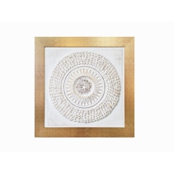 CUADRO RELIEVE MANDALA BLANCO Y ORO