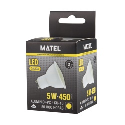 BOMBILLA LED DICROICA 120º GU10 5W CALIDA