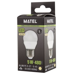 BOMBILLA LED ESFERIA E27 5W NEUTRA