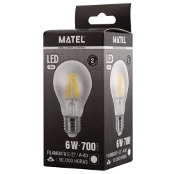 BOMBILLA LED FILAMENTO ESTANDAR CLARA E27 6W FRIA