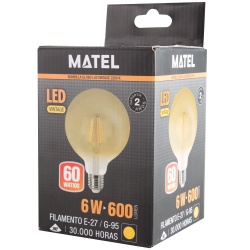 BOMBILLA LED FILAMENTO G95 VINTAGE E27 6W