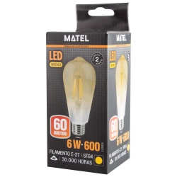 BOMBILLA LED FILAMENTO PERA VINTAGE E27 6W