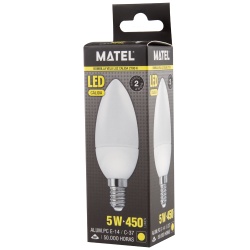 BOMBILLA LED VELA E14 5W CALIDA