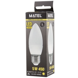 BOMBILLA LED VELA E27 5W CALIDA