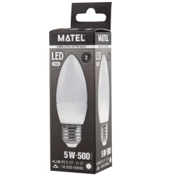 BOMBILLA LED VELA E27 5W FRIA