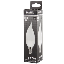 BOMBILLA LED VELA FLAMA E 14 5W FRIA