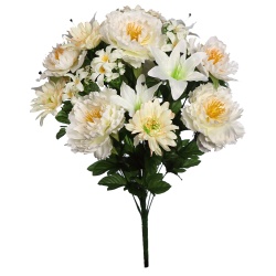 RAMO PONIAS LILYS Y GERBERAS CREMA