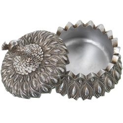 CAJA JOYERO RESINA PLATEADA PAVO REAL