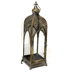 FAROL METAL CALADO DORADO