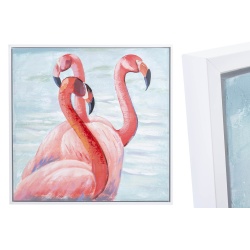 CUADRO FLAMENCOS CON MARCO BLANCO