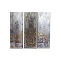 CUADRO CIUDADES ACRILICO CON METAL Y ENMARCADO