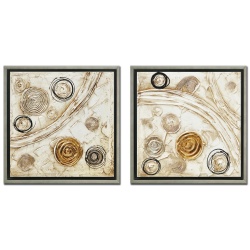 JUEGO DOS CUADROS ABSTRACTOS CON MARCO CHAMPAGNE