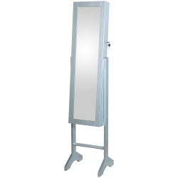 ESPEJO JOYERO PIE MADERA CON PUERTA PLATA