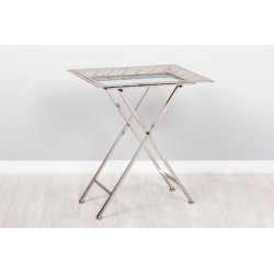 MESA CAMARERA METAL CALADO Y ESPEJO