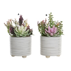 MACETA BLANCA CON PLATA GRES