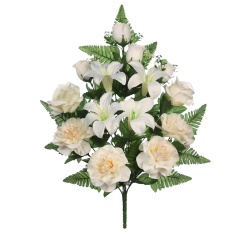 RAMO DE PEONIAS ROSAS Y LILYS CREMA